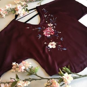 White House Black Market Embroidered Kimono Blouse